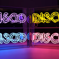 Yellow 'Disco' Acrylic Box Neon Light