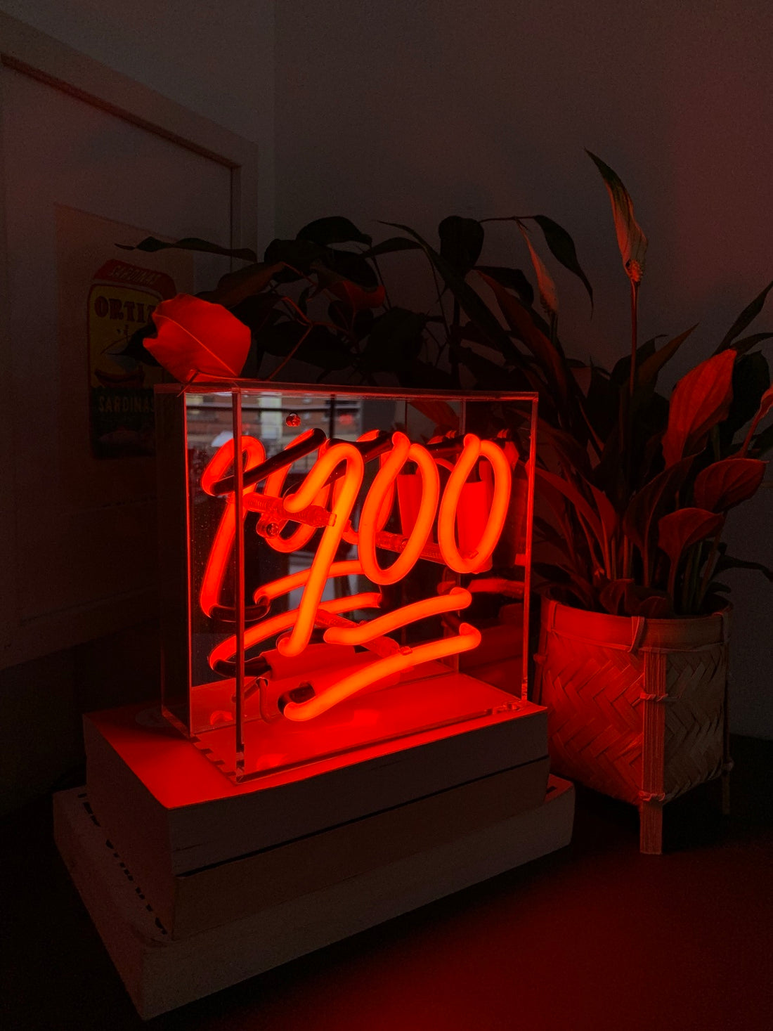 '100' Mini Acrylic Box Neon Light