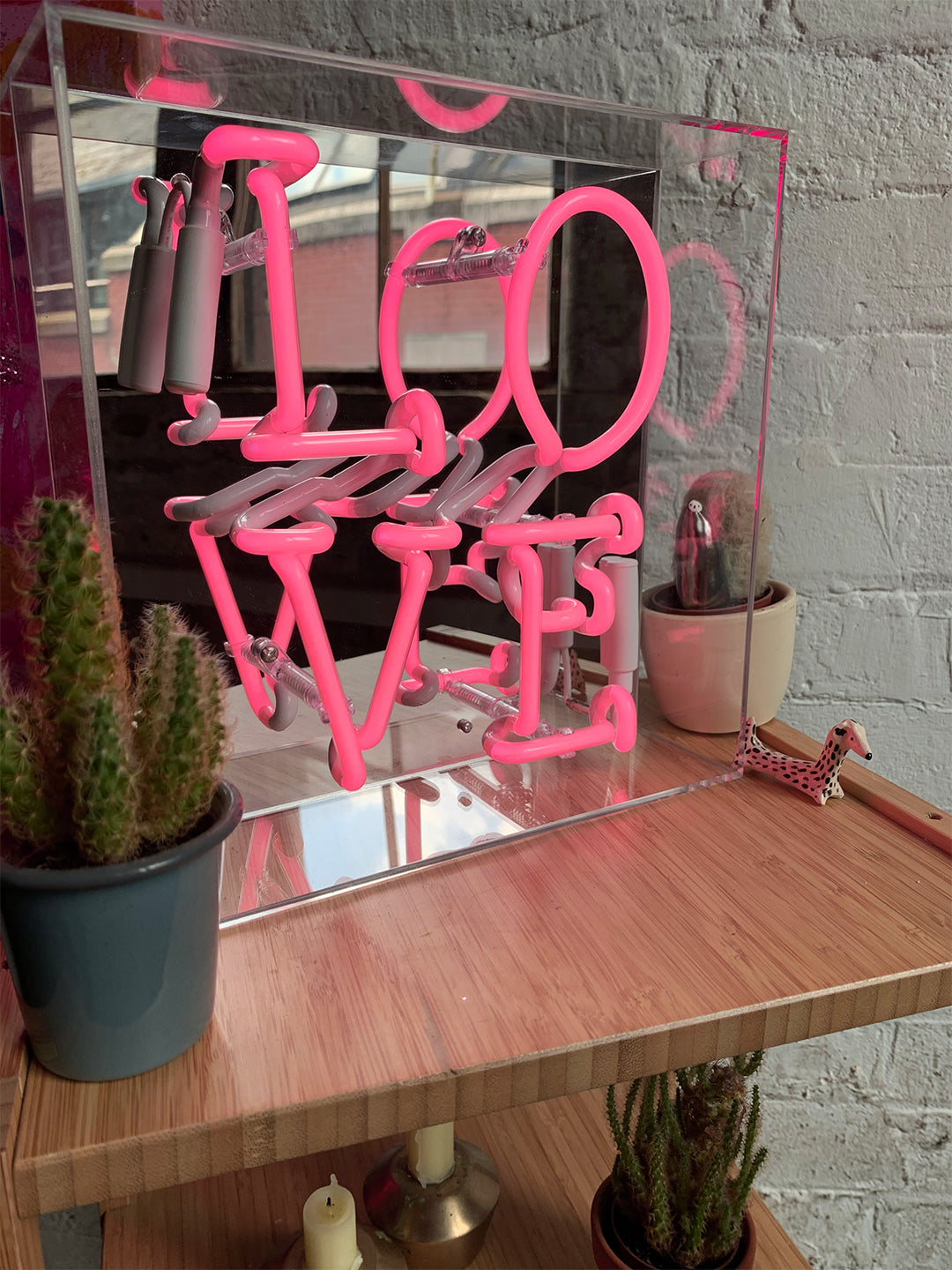 'Love' Glass Neon Sign - Pink