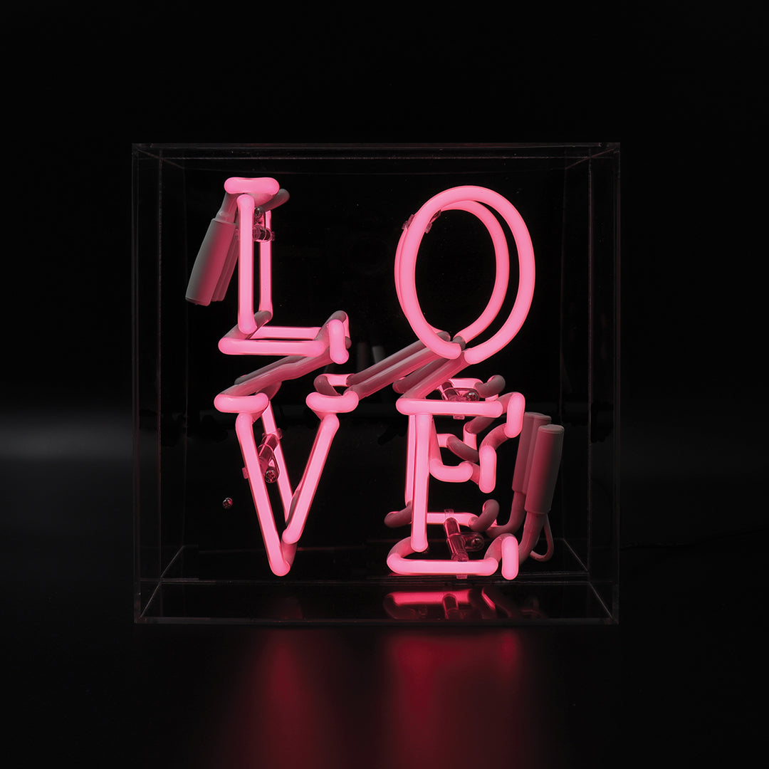 'Love' Glass Neon Sign - Pink