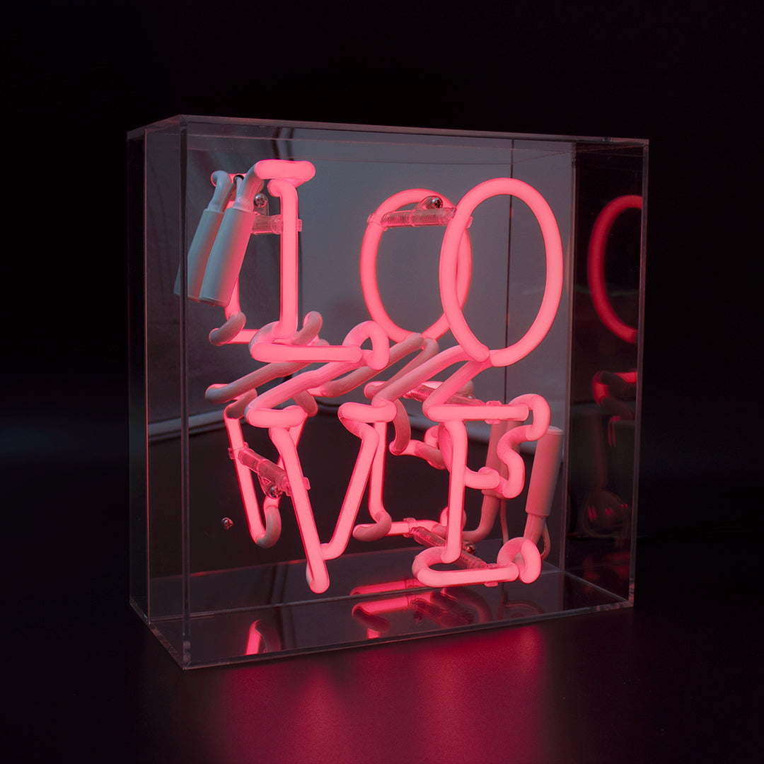 'Love' Glass Neon Sign - Pink