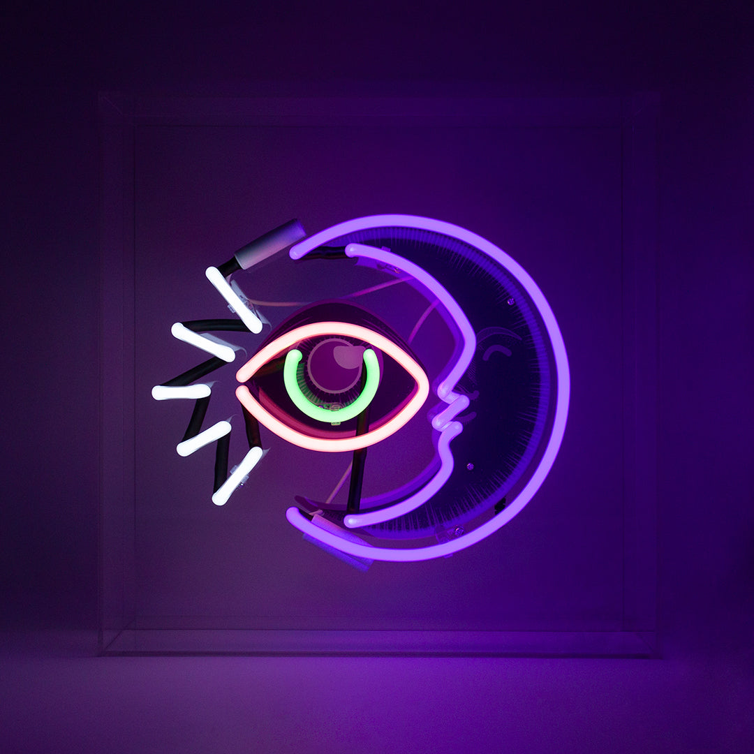 'Moon' Large Glass Neon Sign