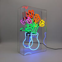 'Vase of Tulips' Glass Neon Sign