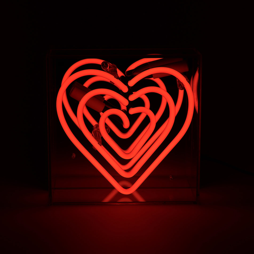 'Heart' Mini Acrylic Box Neon Light