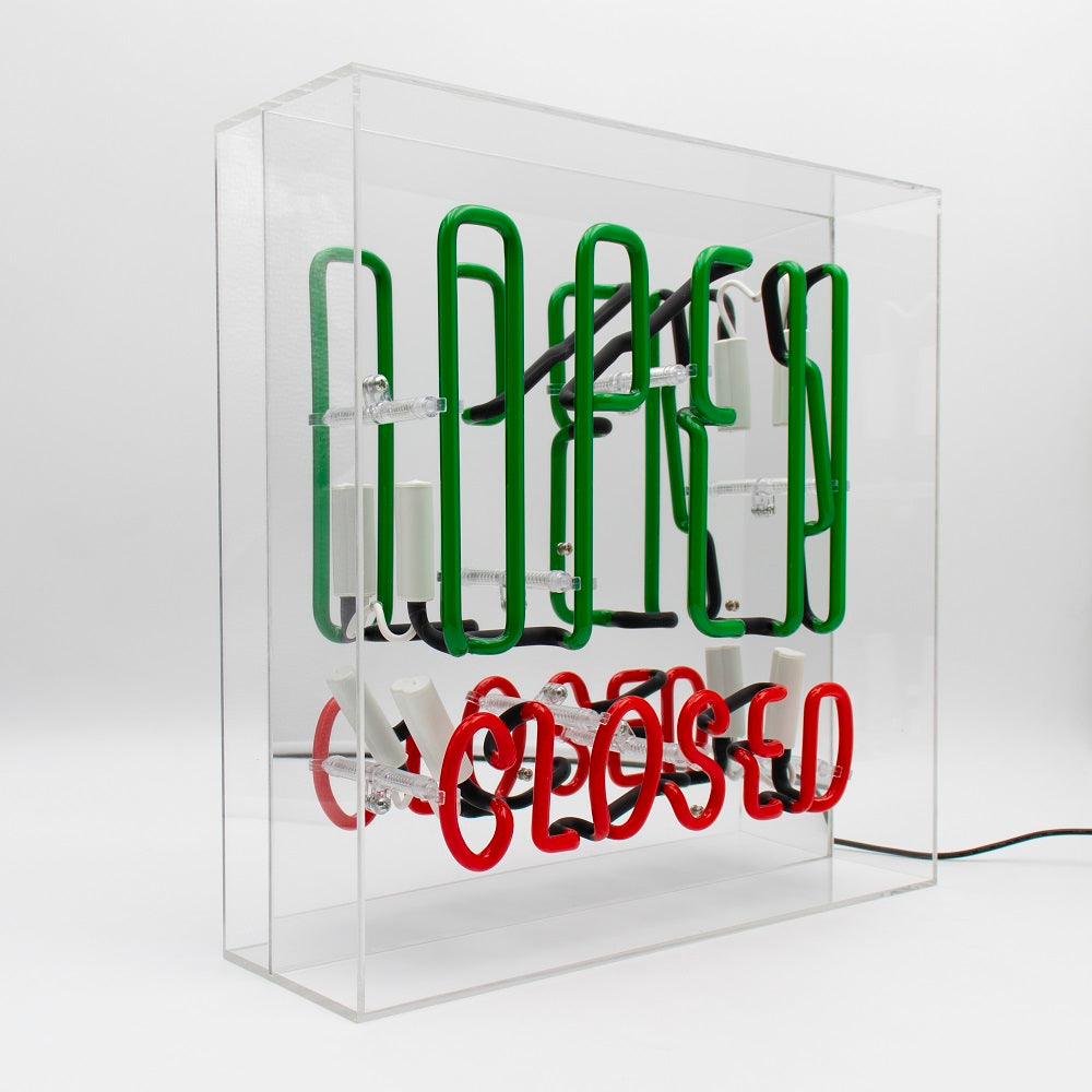 'Open / Closed' Large Glass Neon Sign