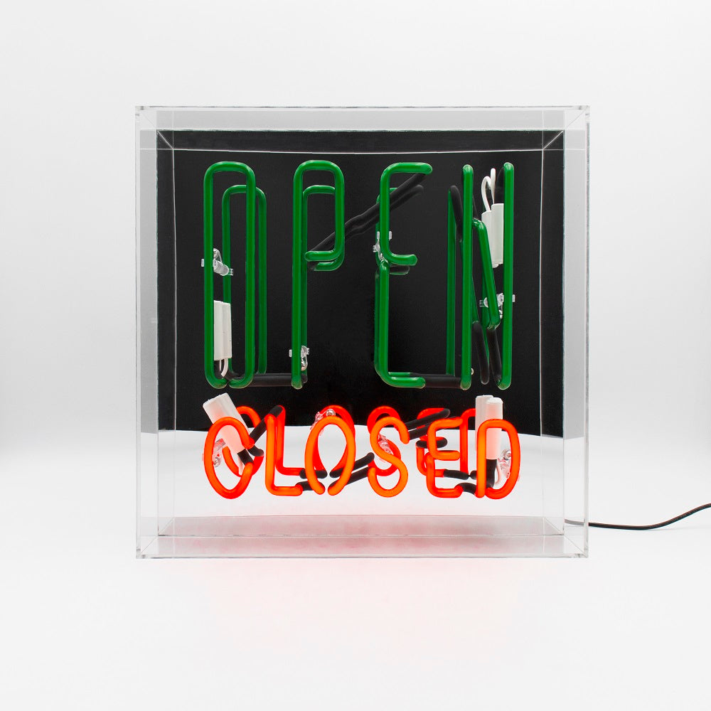 'Open / Closed' Large Glass Neon Sign