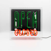 'Open / Closed' Large Glass Neon Sign
