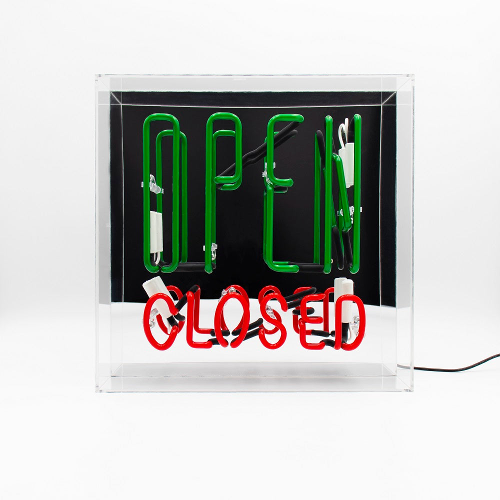 'Open / Closed' Large Glass Neon Sign