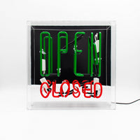 'Open / Closed' Large Glass Neon Sign