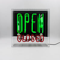 'Open / Closed' Large Glass Neon Sign