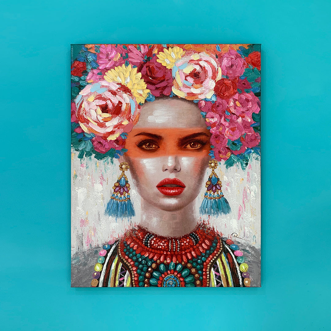 Wall Painting - Woman with Floral Headdress