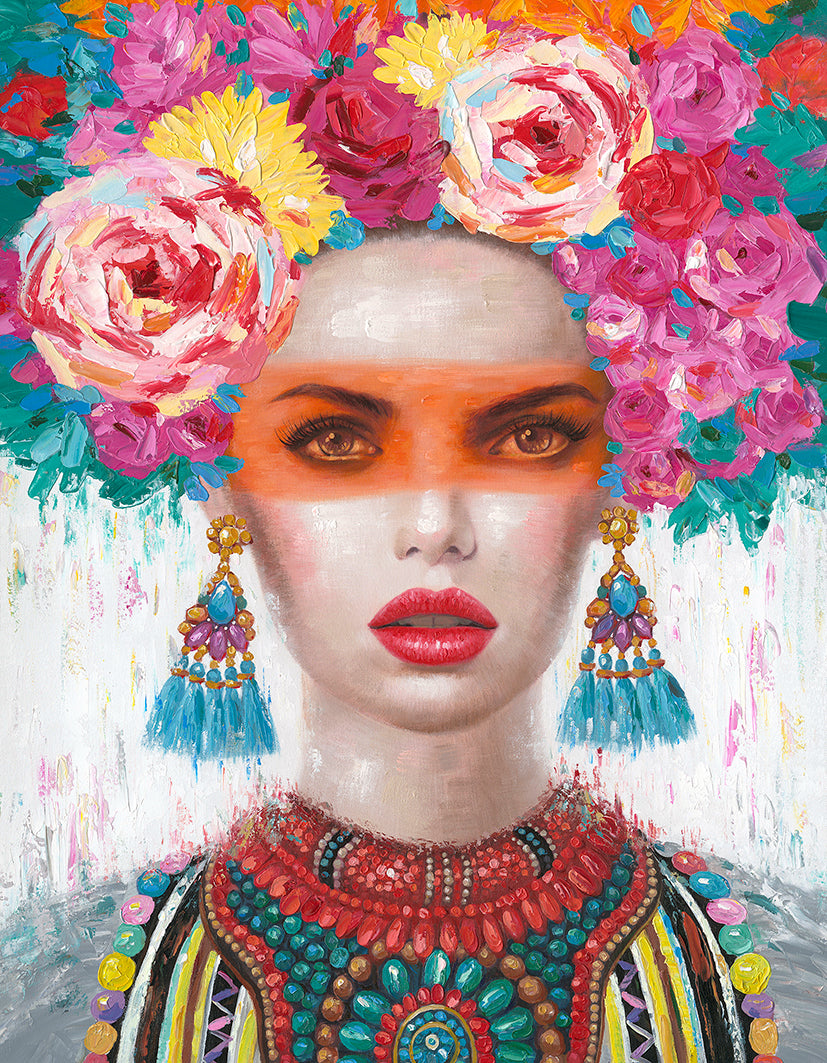 Wall Painting - Woman with Floral Headdress