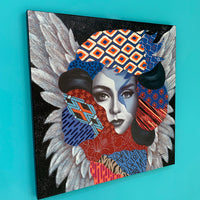 Wall Painting - Woman with Feathers