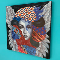 Wall Painting - Woman with Feathers