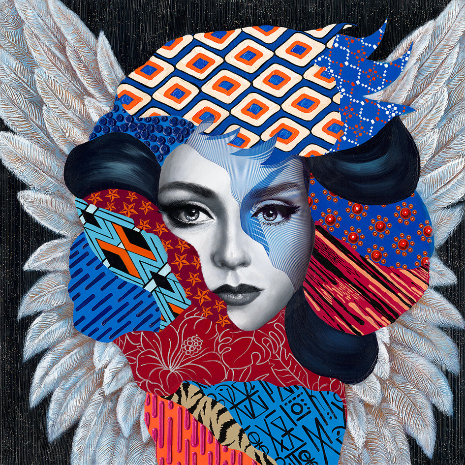 Wall Painting - Woman with Feathers