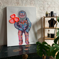 'Spaceman Hearts' Wall Artwork - LED Neon