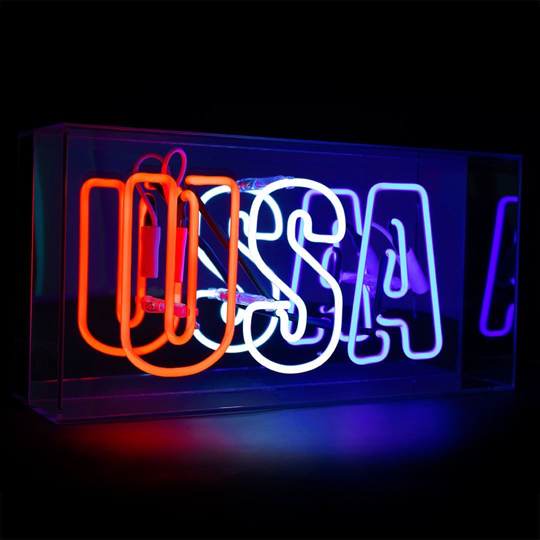 ‘USA’ Glass Neon Sign