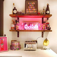Pink 'Cocktails' Acrylic Box Neon Light