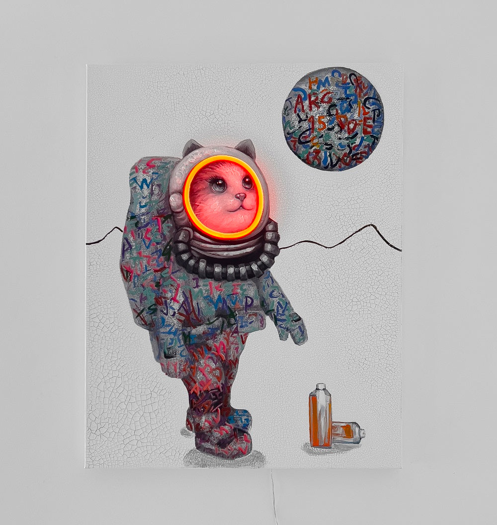 'Space Cat' Wall Artwork - LED Neon