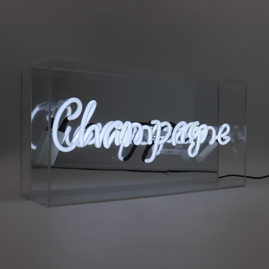 'Champagne' Glass Neon Sign - White