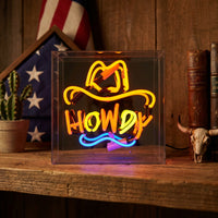 Letrero de neón de cristal "Howdy"