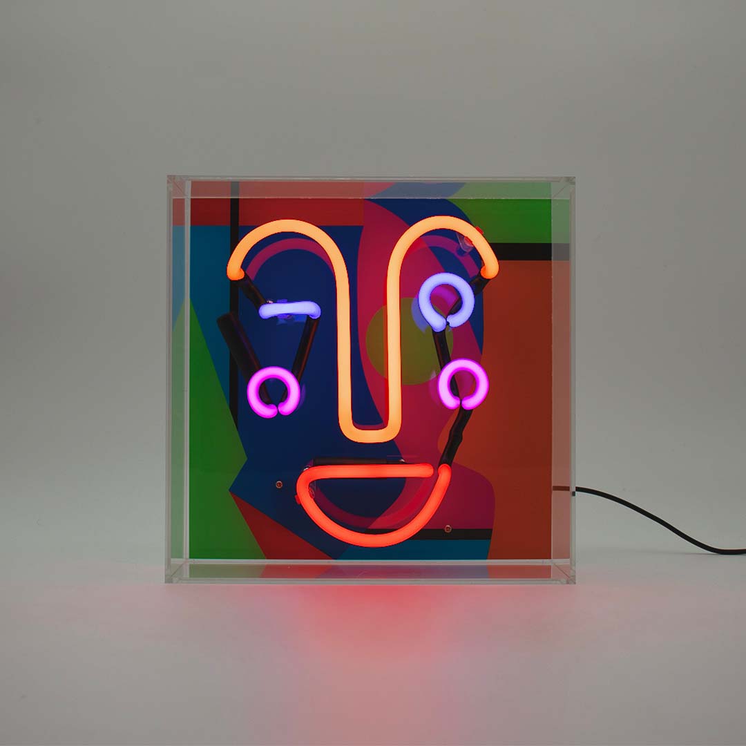 'Memphis Face' Neon Box Sign