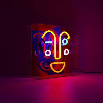 'Memphis Face' Glass Neon Box Sign