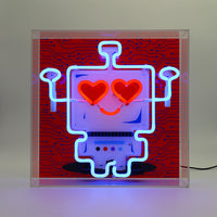 Robot Large Glass Neon Box Sign