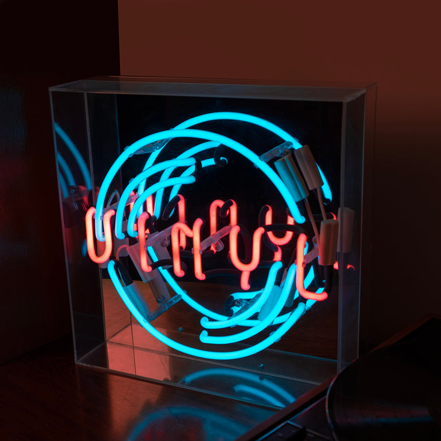 'Vinyl' Large Glass Neon Sign