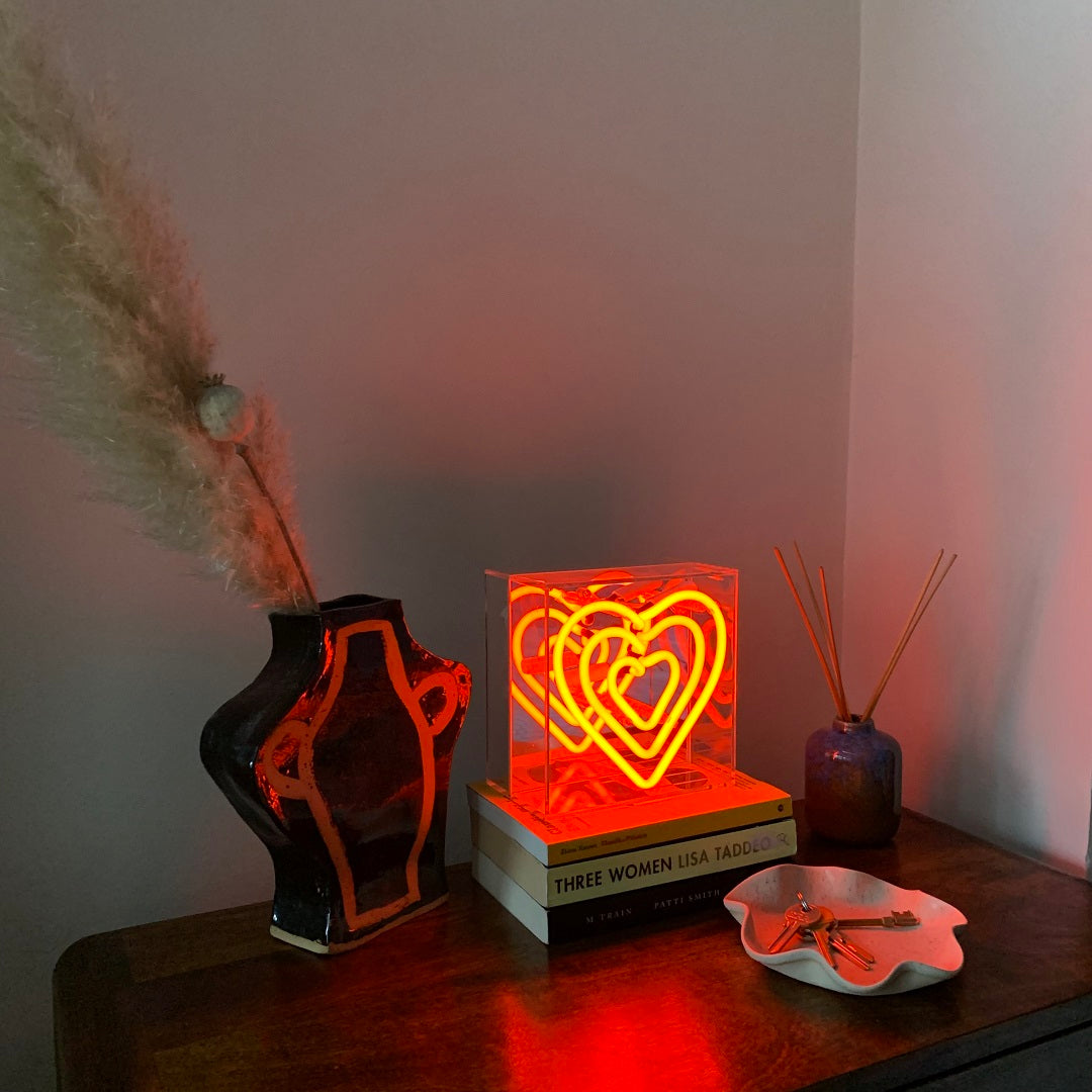 'Heart' Mini Acrylic Box Neon Light