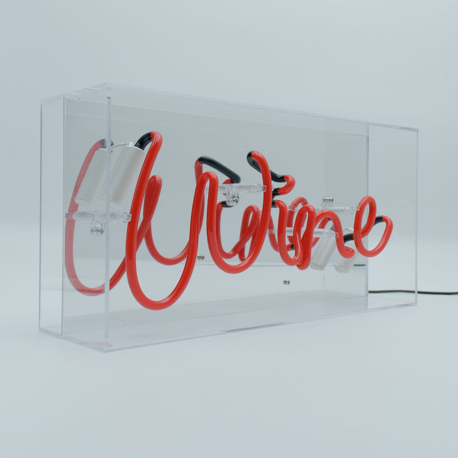 'Wine' Glass Neon Box Sign
