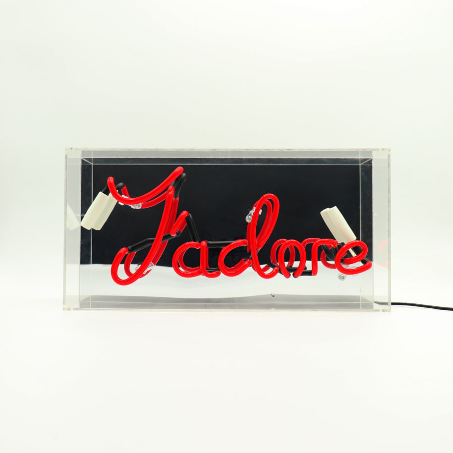 'J'adore' Acrylic Box Neon Light