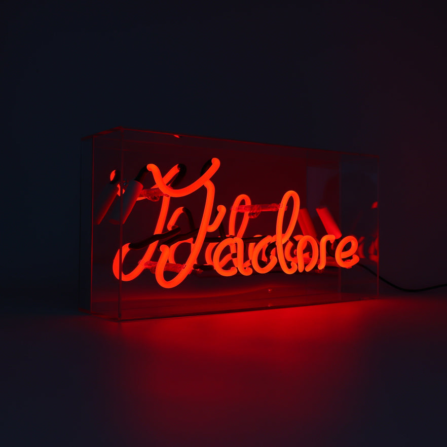 'J'adore' Acrylic Box Neon Light