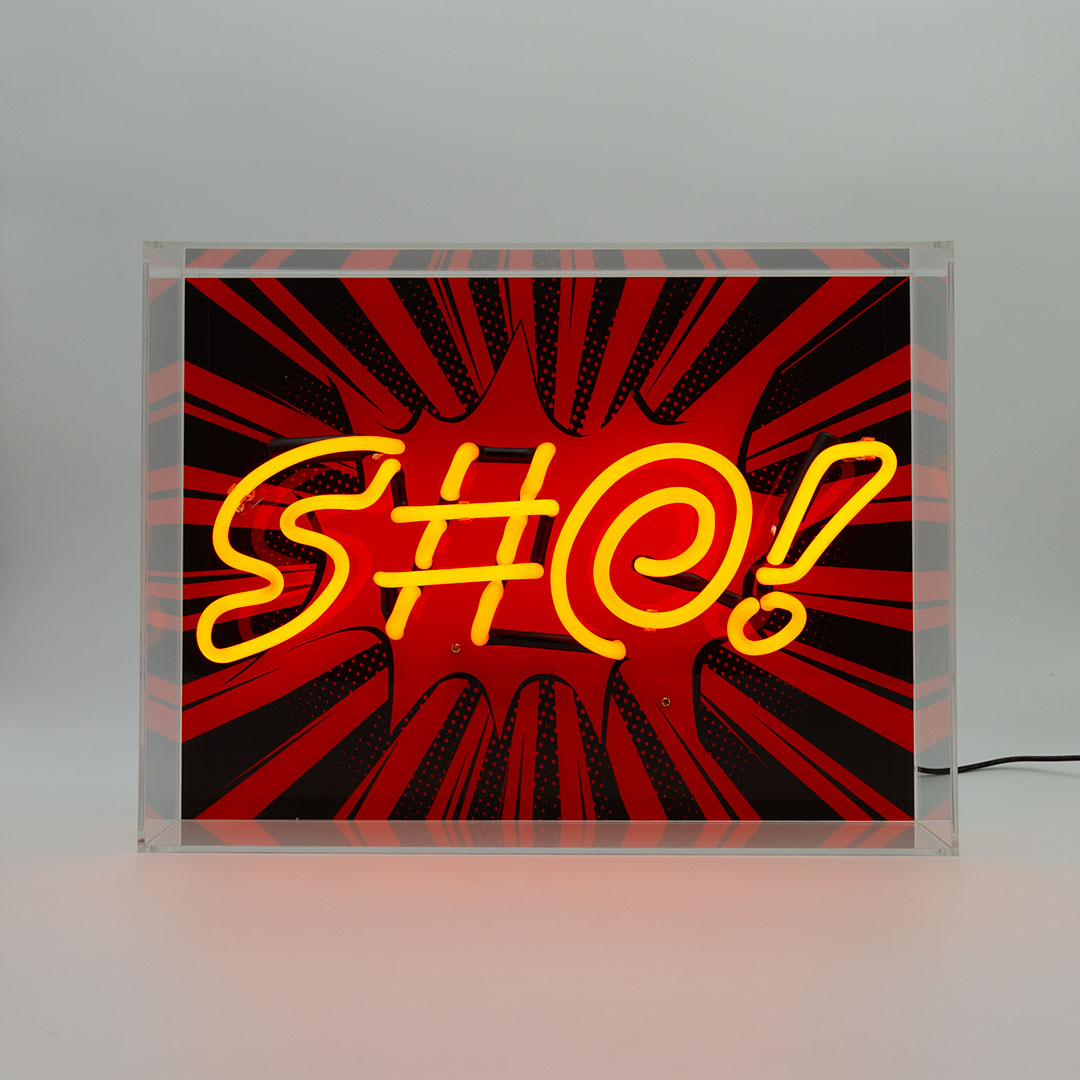 'S#@!' Large Glass Neon Box Sign
