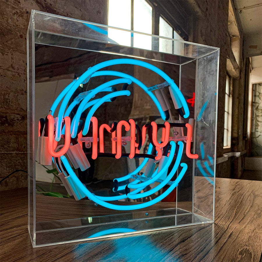 'Vinyl' Large Glass Neon Sign