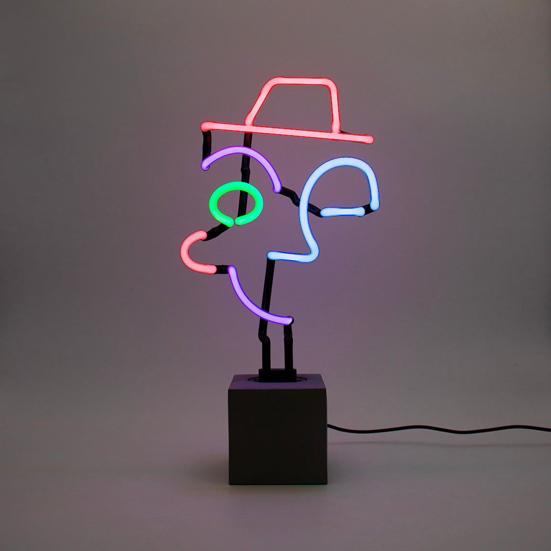 Neon 'Wink Face' Sign