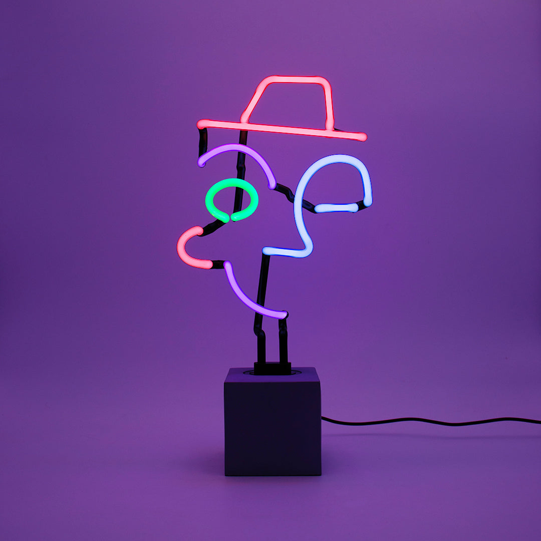 Neon 'Wink Face' Sign