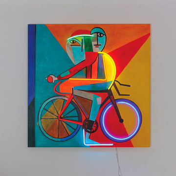 Abstract Cyclist - Wall Painting (LED Neon)
