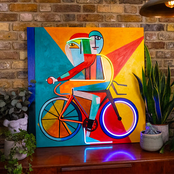 Abstract Cyclist - Wall Painting (LED Neon)