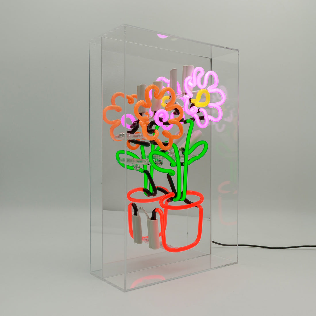 'Flowers in Pot' Glass neon Sign