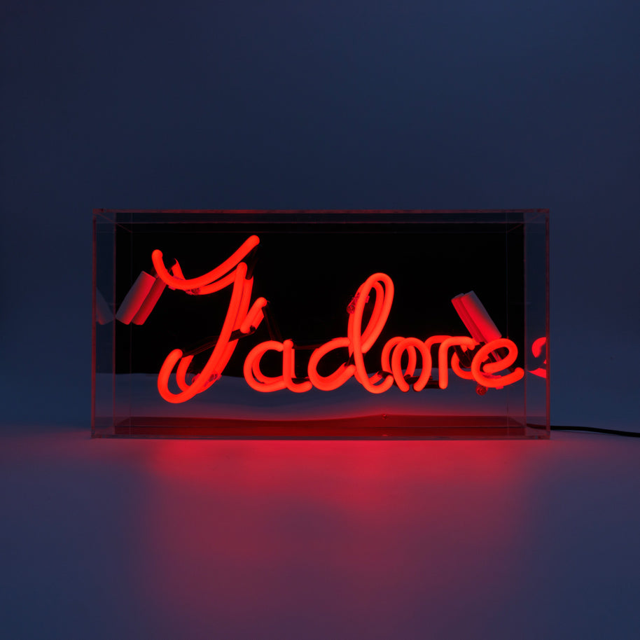 'J'adore' Acrylic Box Neon Light