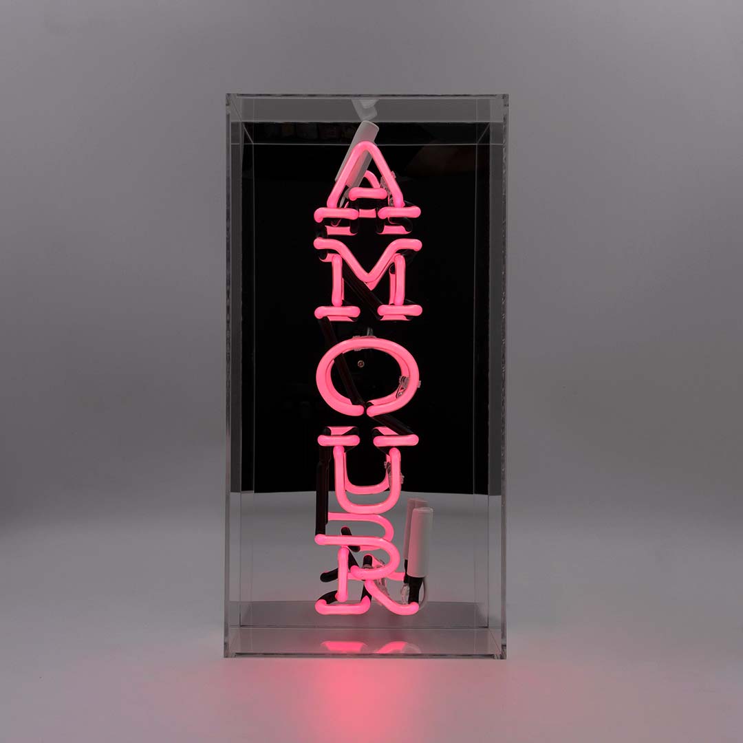 'Amour' Glass Neon Sign