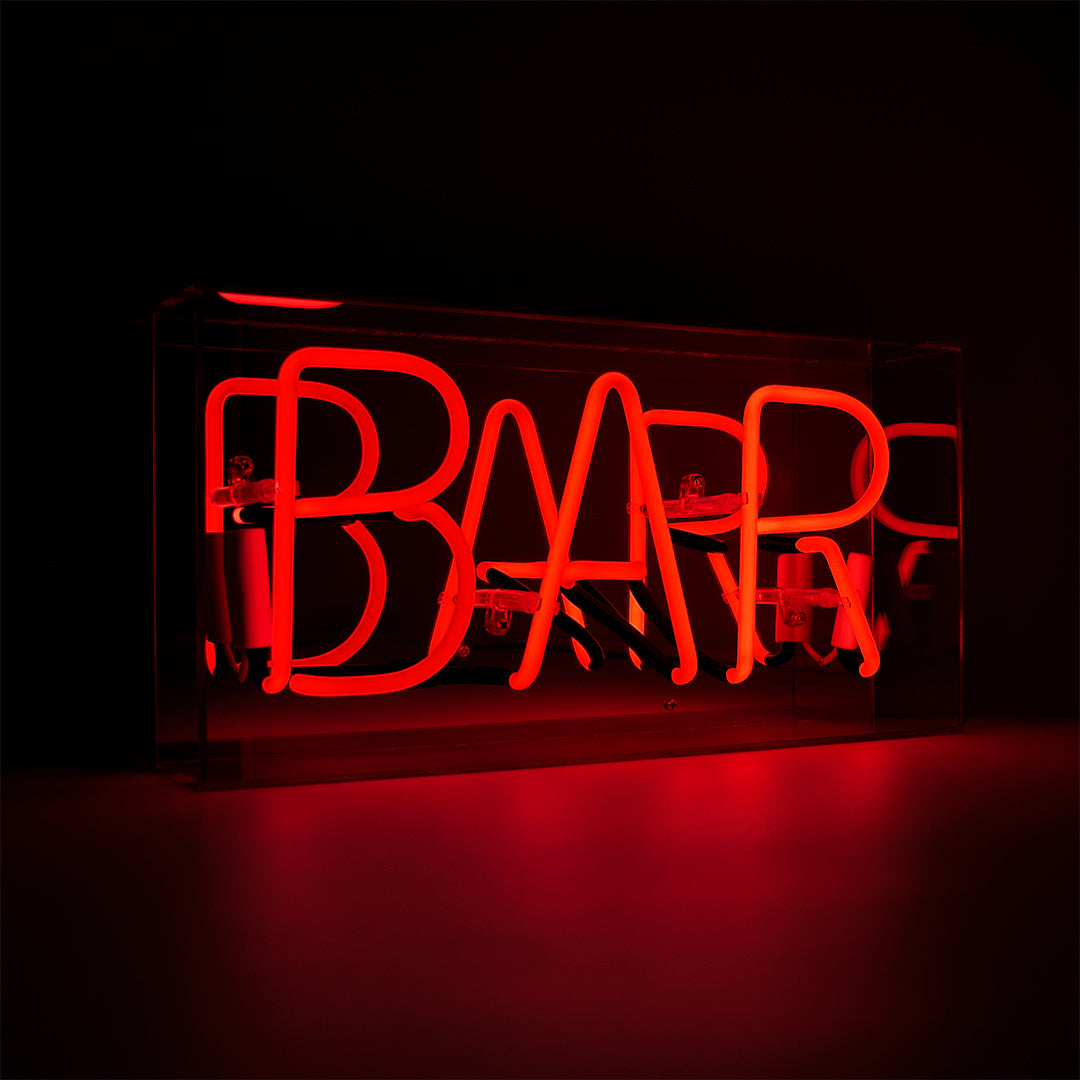 'Bar' Glass Neon Sign - RED