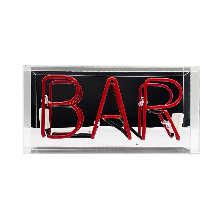 'Bar' Glass Neon Sign - RED