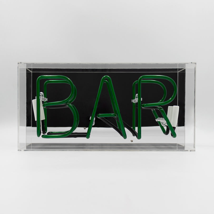 'Bar' Glass Neon Sign - GREEN