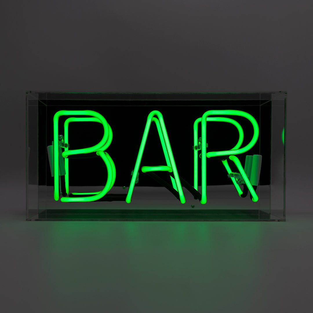'Bar' Glass Neon Sign - GREEN