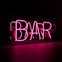 'Bar' Glass Neon Sign - PINK