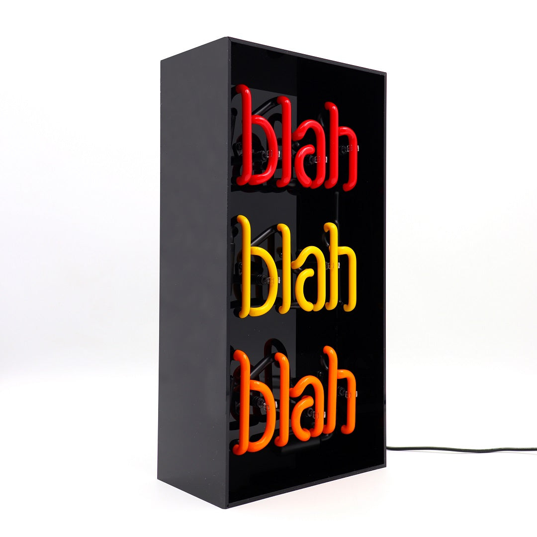 'Blah Blah Blah' Glass Neon Sign - Black Acrylic