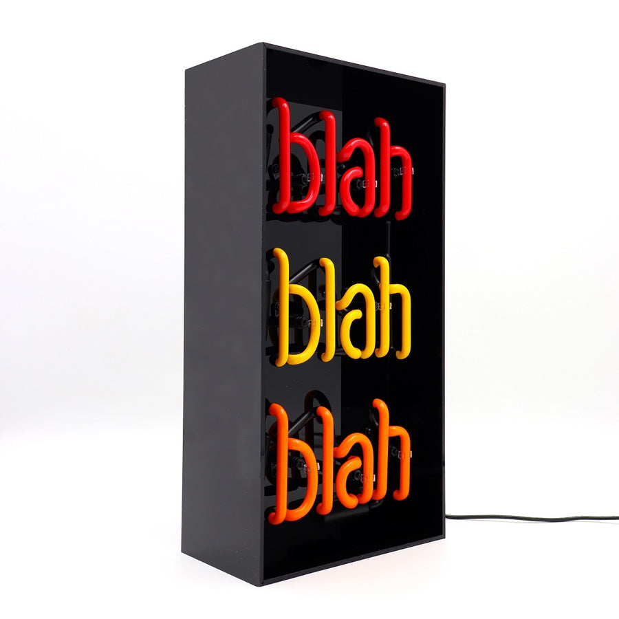 'Blah Blah Blah' Glass Neon Sign - Black Acrylic