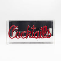 Red 'Cocktails' Acrylic Box Neon Light